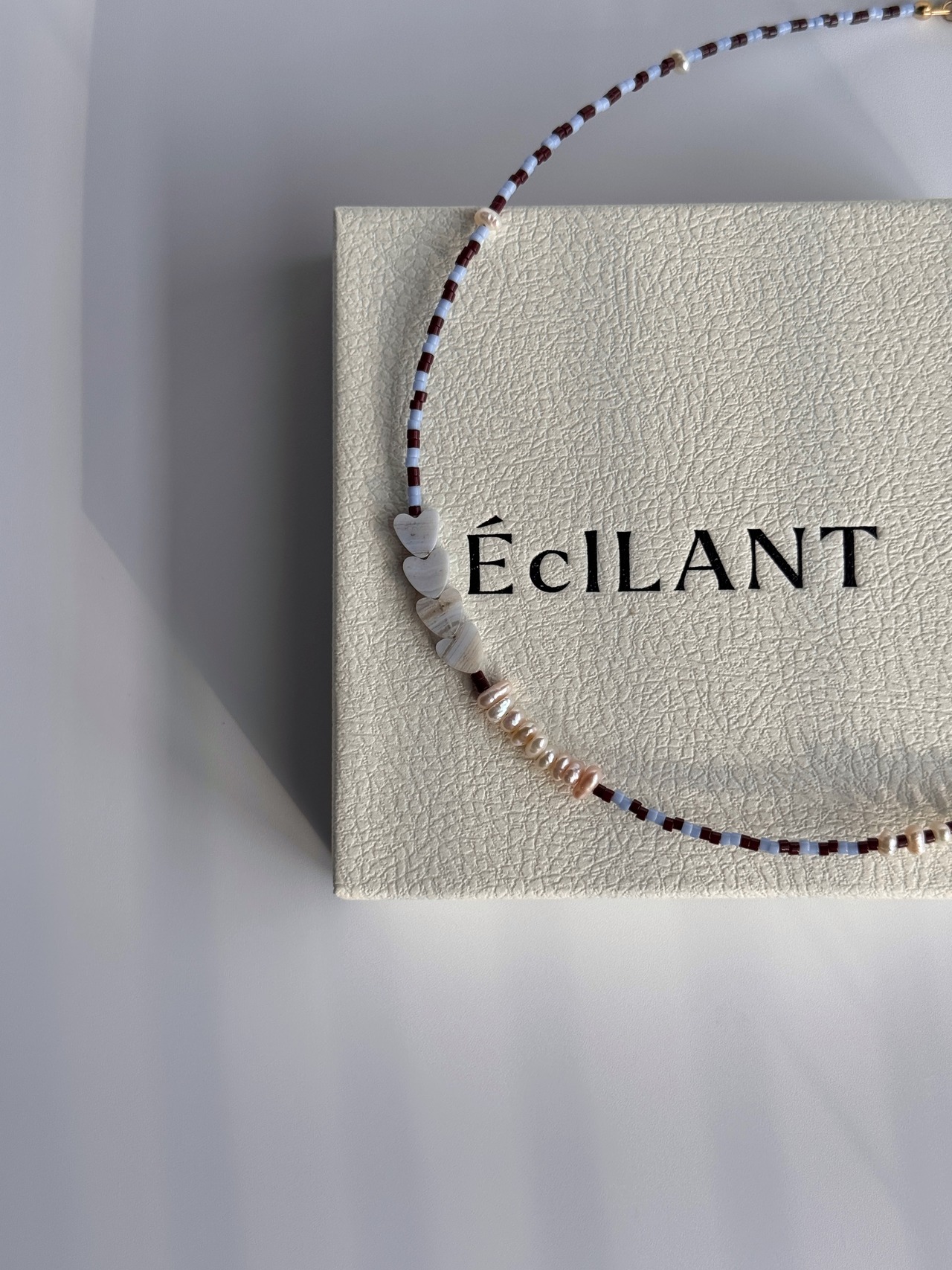 Blue ×brown  stripe Necklace［BZN33］