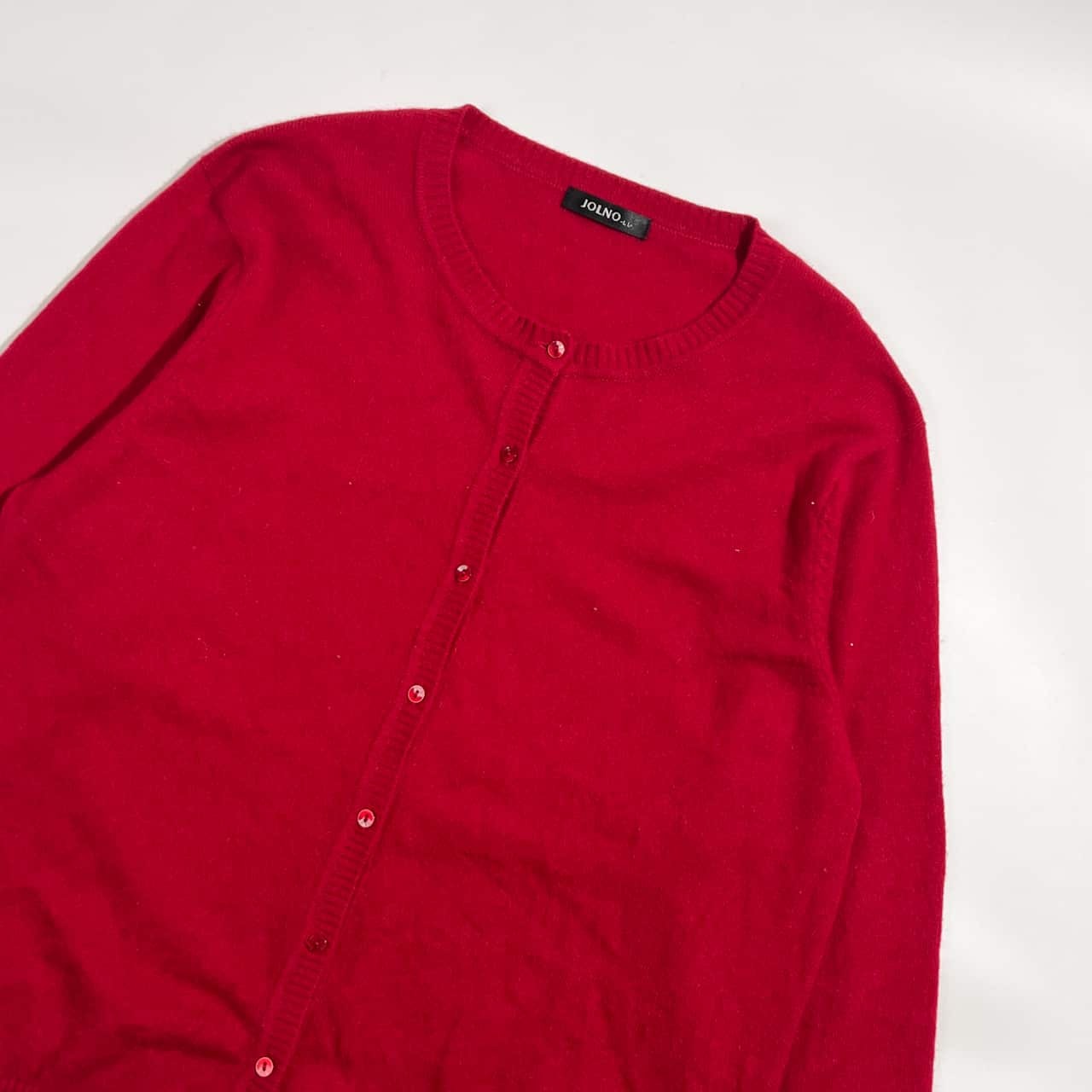 カシミヤ100% JOLNO ジョルノ ニット カーディガン LL /レッド系 レディース