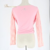 社交ダンス 衣装 スタンダード トップス レッスンウェア レディース ラインストーン ピンク系 花柄 レース 長袖 練習着 フェミニン かわいい 春色 パーティー フォーマル 薄手 伸縮性 おしゃれ トレーニング 体型カバー 華やか 上品 スイングダンス 発表会 お手入れ簡単 スタイルアップ