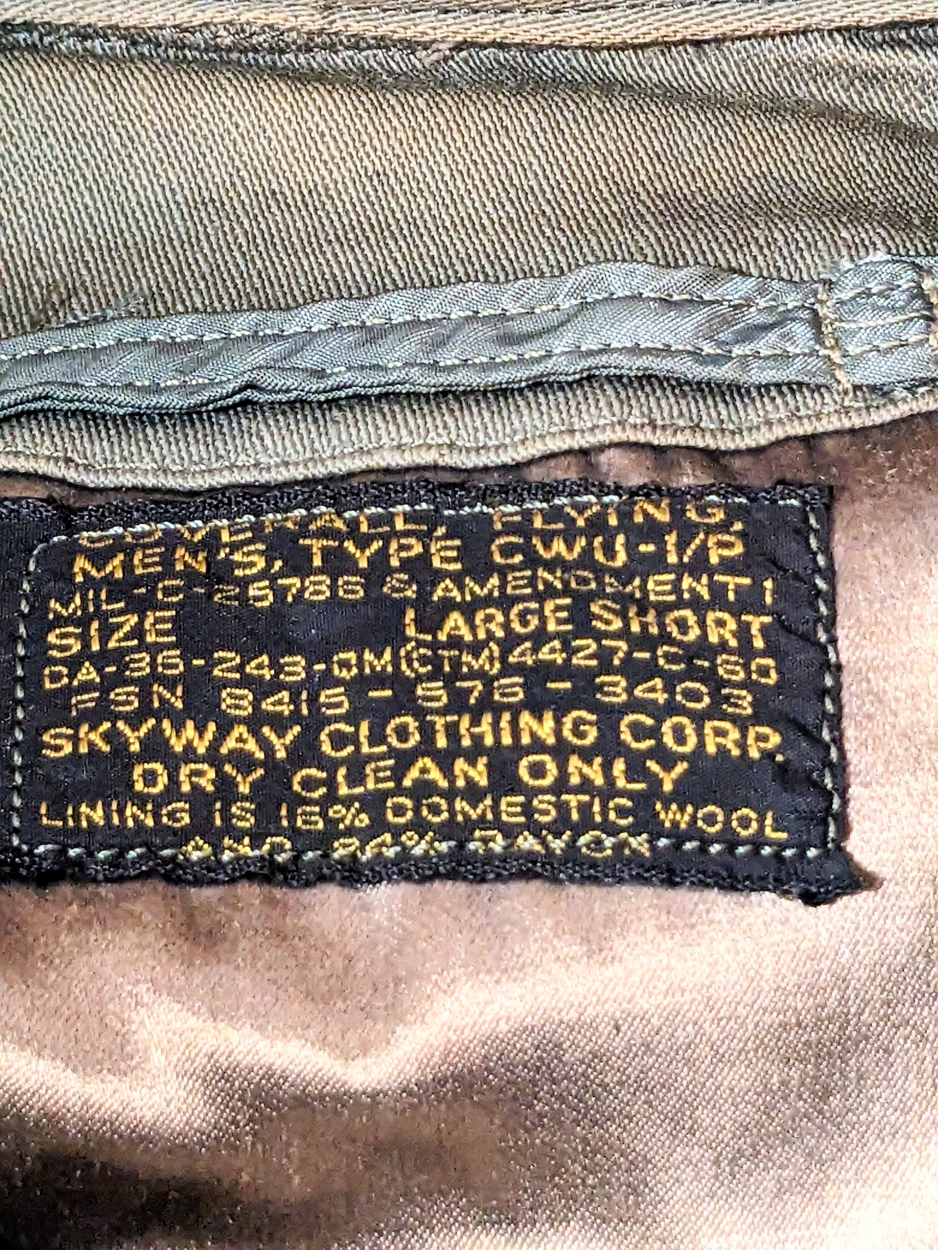 超稀少 VINTAGE（米軍官給品） 1960 USA CWU-1/P フライトカバ－オール