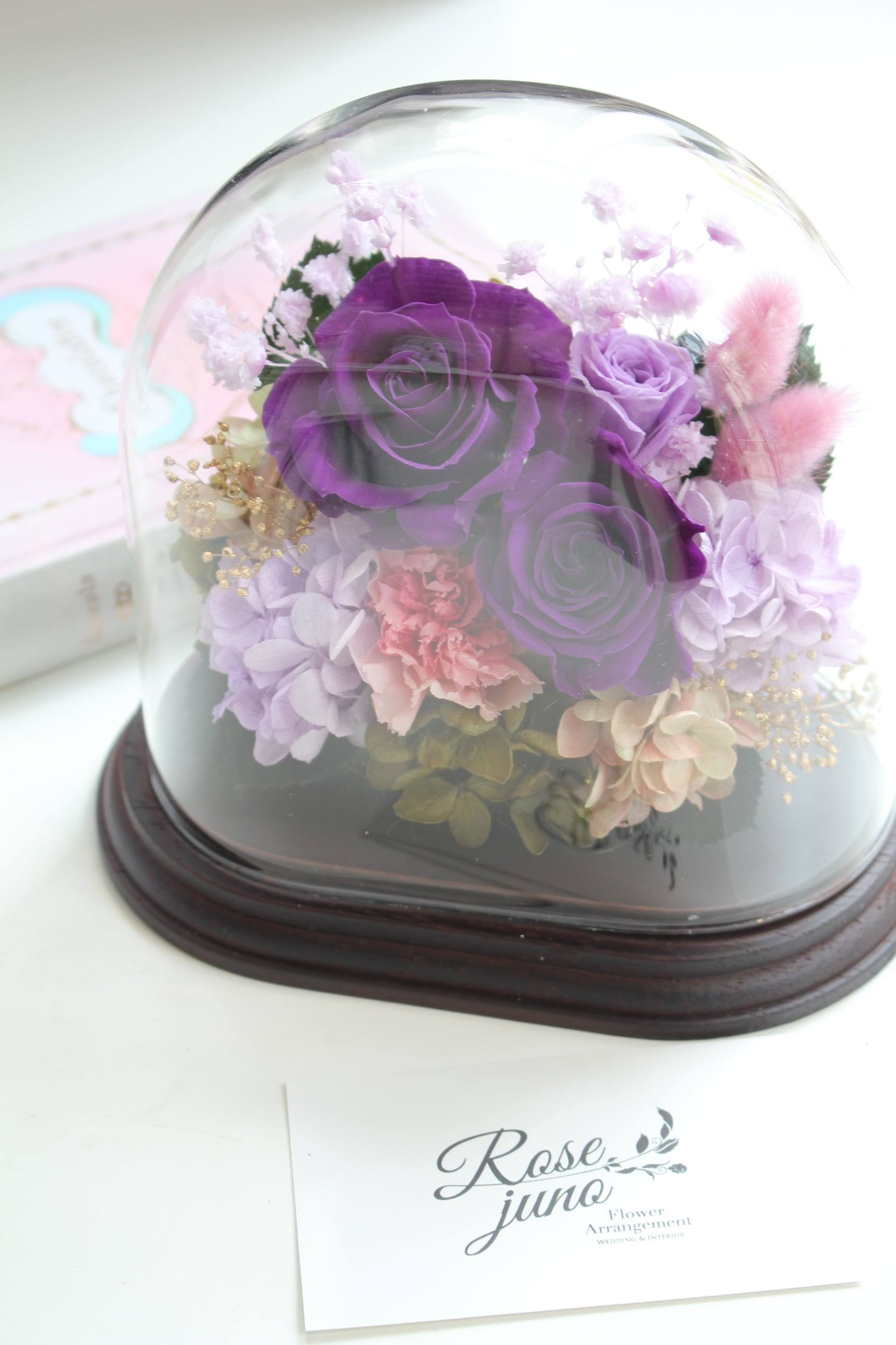 オーバルガラスドームM/ウッド | 福岡のプリザーブドフラワー専門店