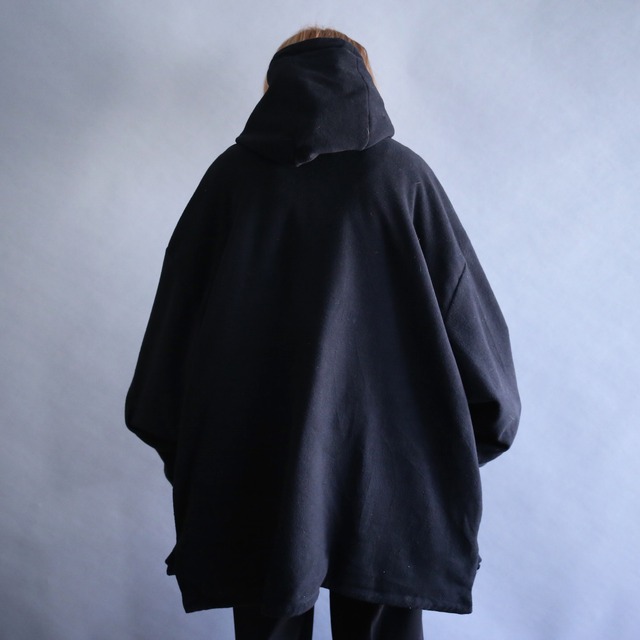 "reversible" fleece×nylon over size anorak parka