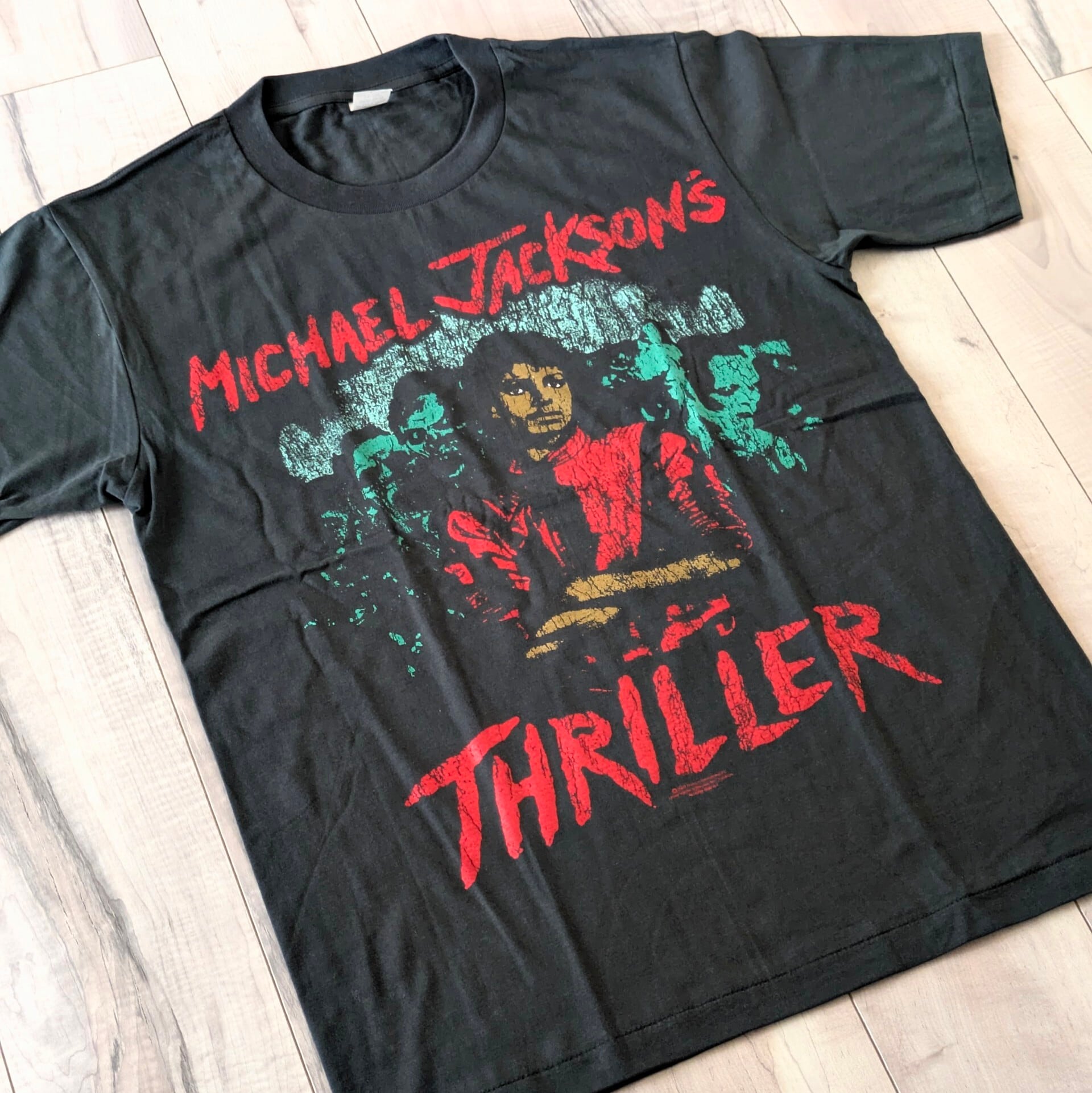完売SIZEは6月上旬再入荷予定！【マイケル・ジャクソン（Michael Jackson) 】『Thriller ( スリラー )』Tシャツ / ビンテージ加工 〚アメリカン雑貨 アメトイ〛