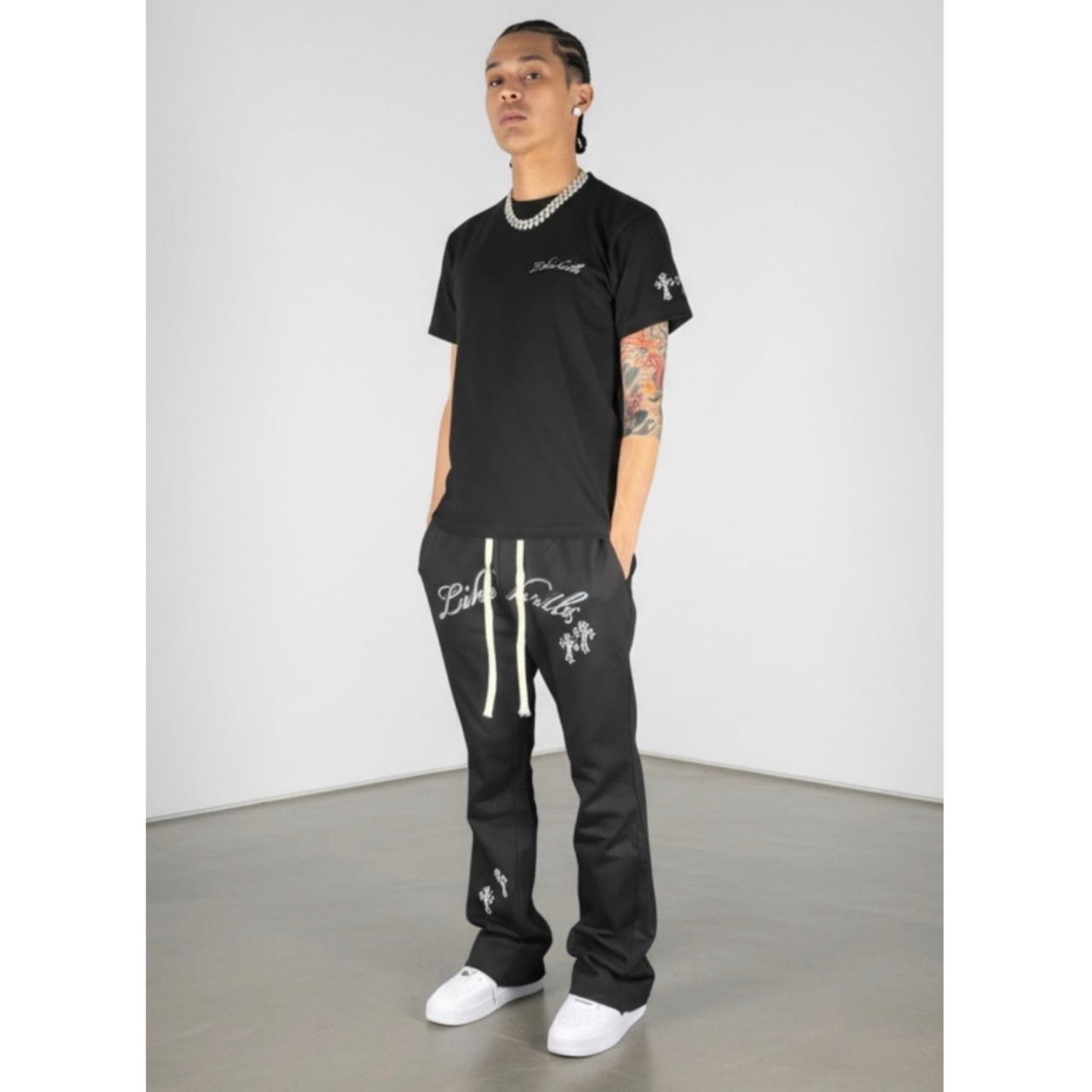 ELDOLADO brand logo cross tｰshirts white【LT033】 - 5