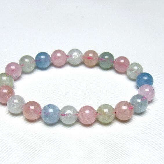 ミックスカラーベリル ブレスレット 9mm 一点物 メール便可 [M便 1/10] 111-48866