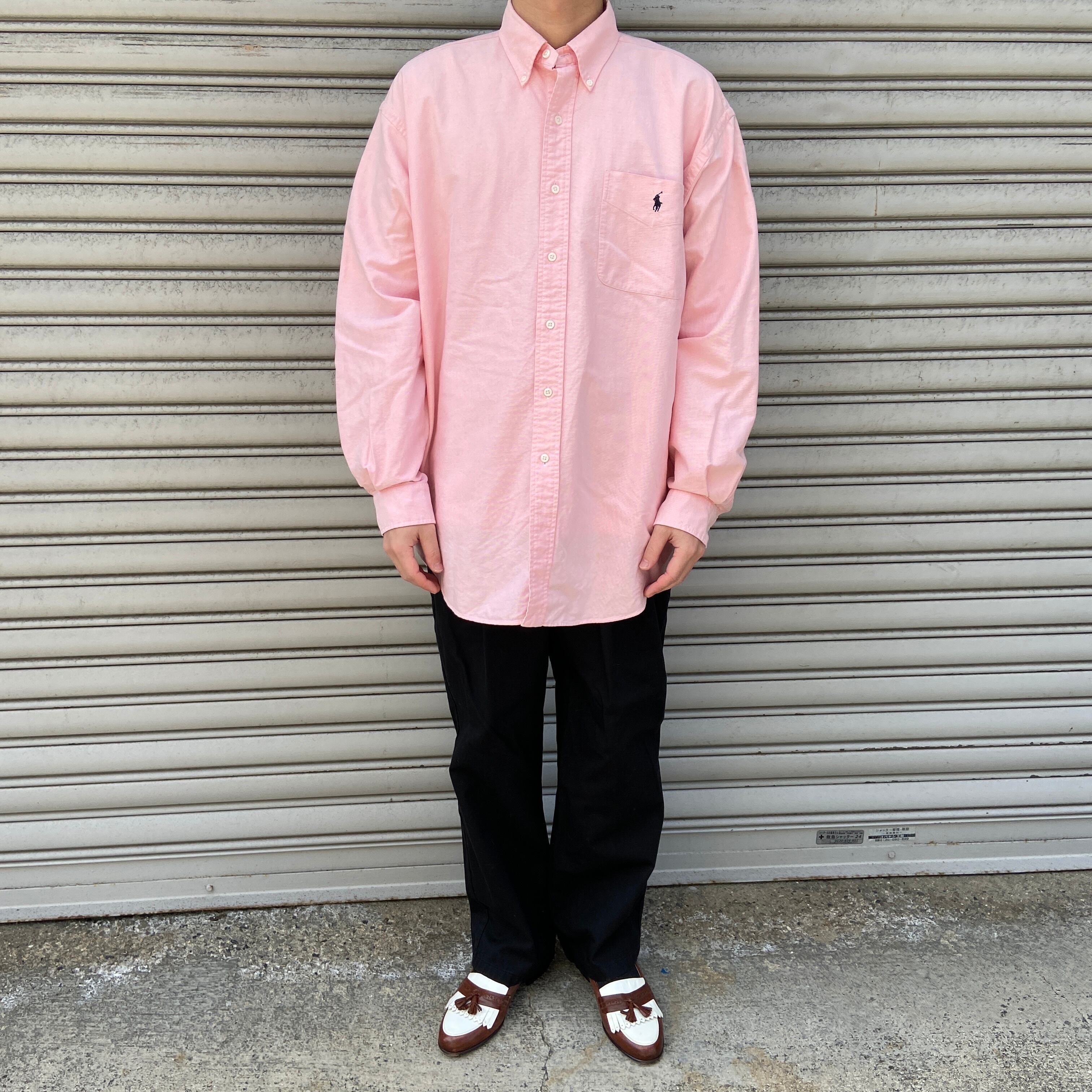 90s RalphLauren BIGSHIRT ボタンダウンシャツ ピンク M | 古着屋 Uan