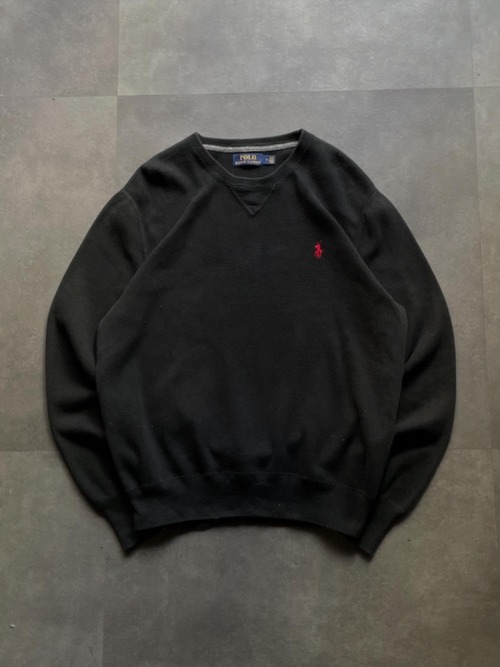 POLO RALPH LAUREN ポロラルフローレン M クルーネックスウェット ブラック 赤ポニー