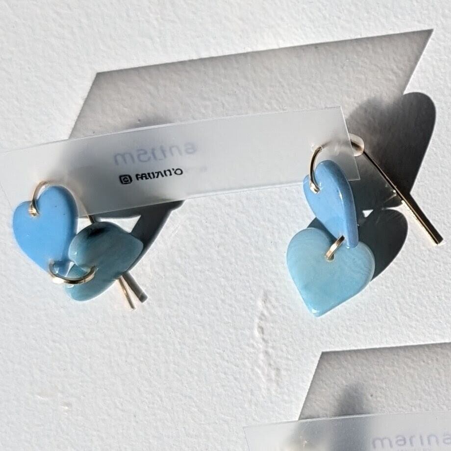 LIMITED11/ 14kgf 2Hearts Tagua Nuts pierced earrings / clip on