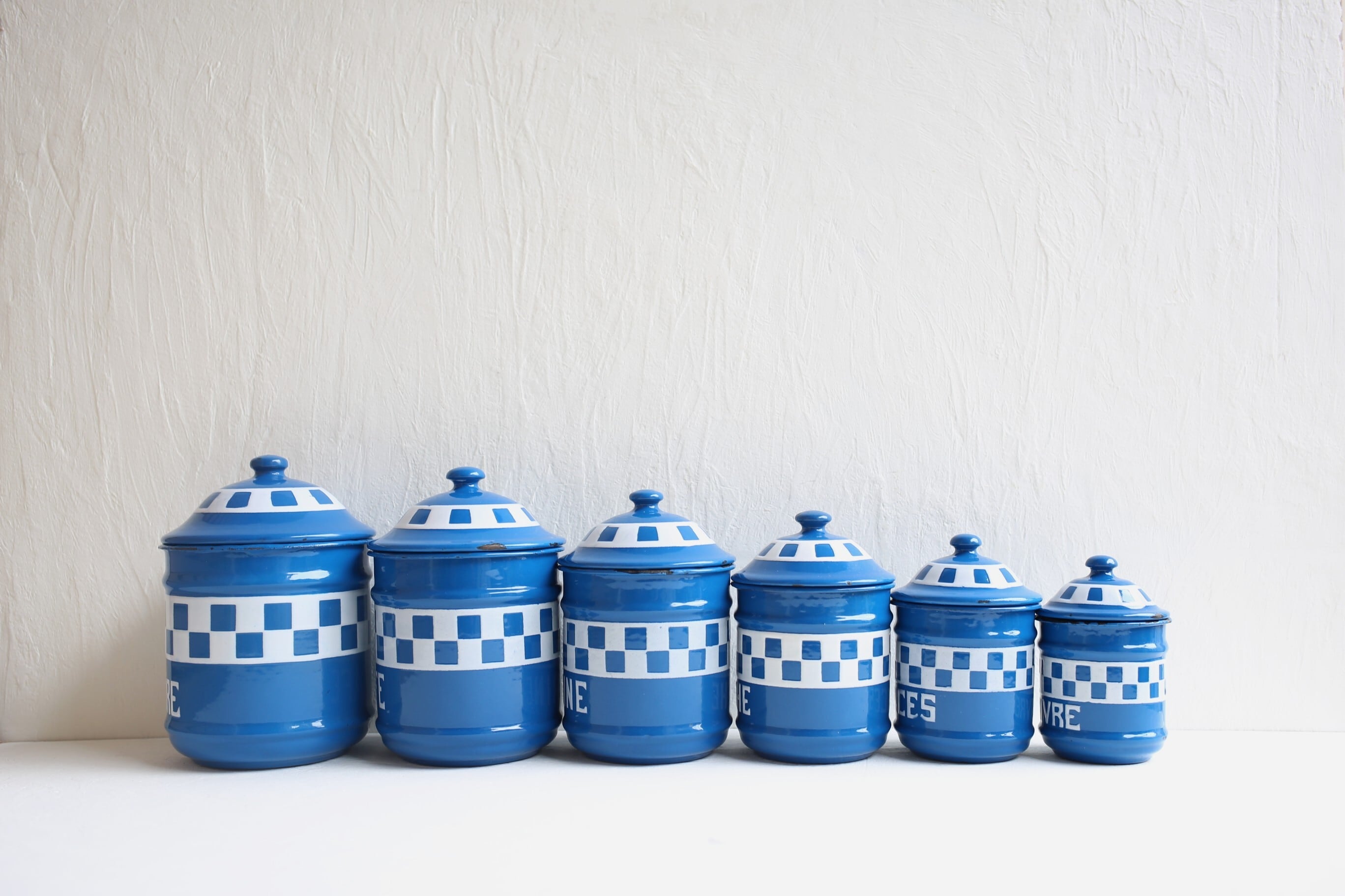 フランスアンティークホーローキャニスター フランス アンティーク ホーロー キャニスター 6個セット N