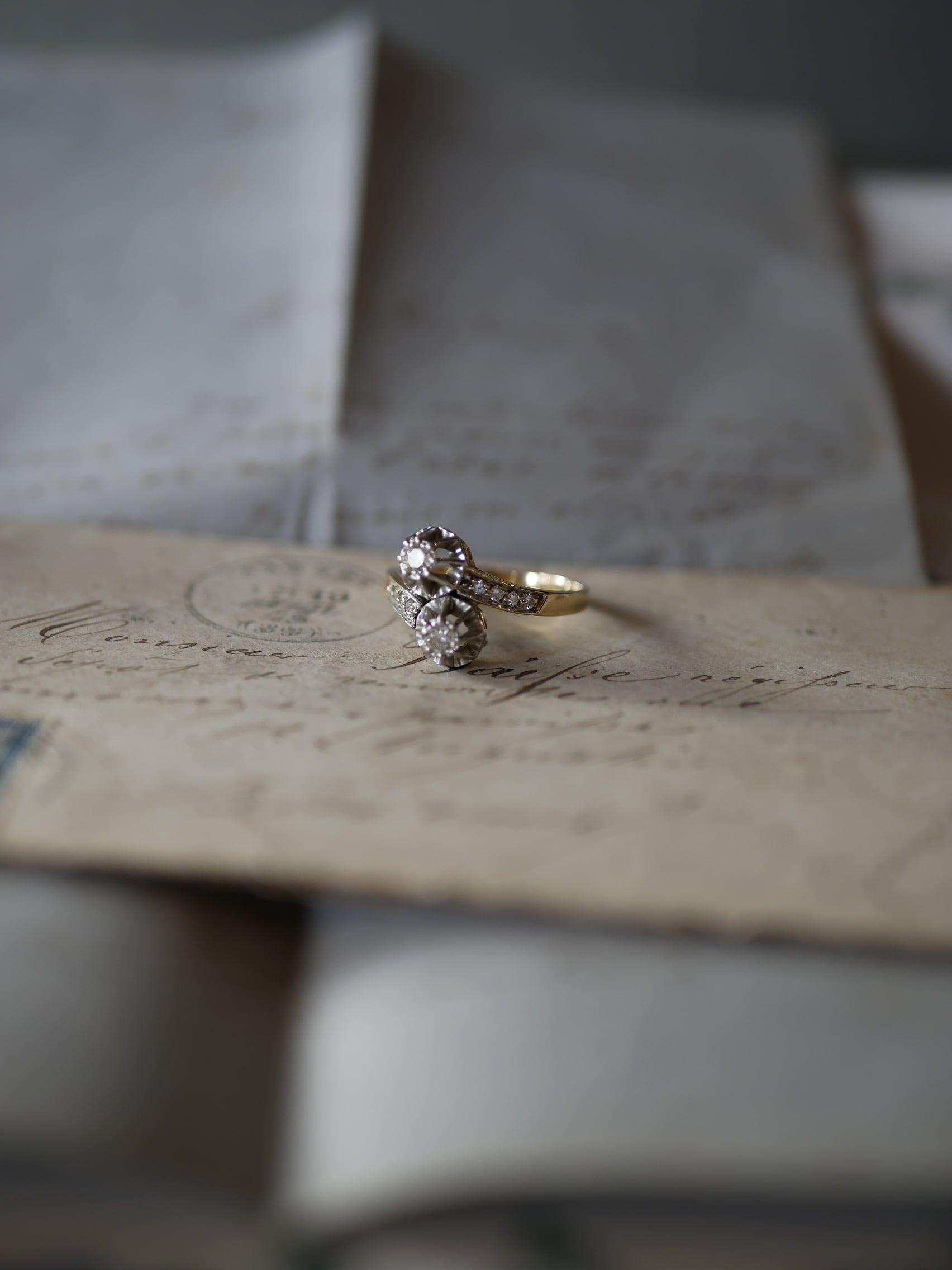 【FR-28】 トワエモア K18 アンティークリング ダイヤモンド アンティークジュエリー