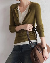 Fake layered slim rib Knit T20336