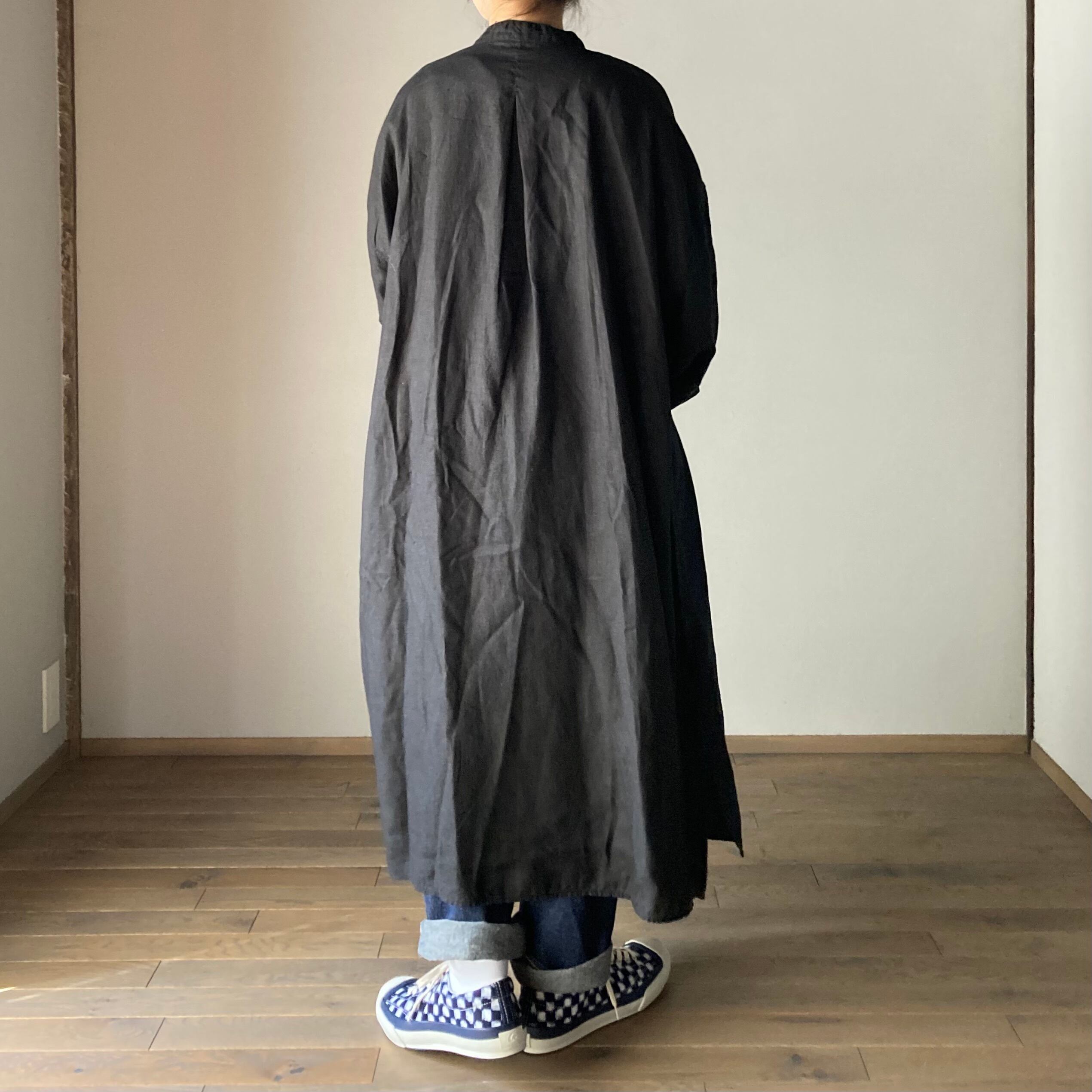 MITTAN SH-85 やわらか大麻ロングシャツ 黒 | Routes*Roots