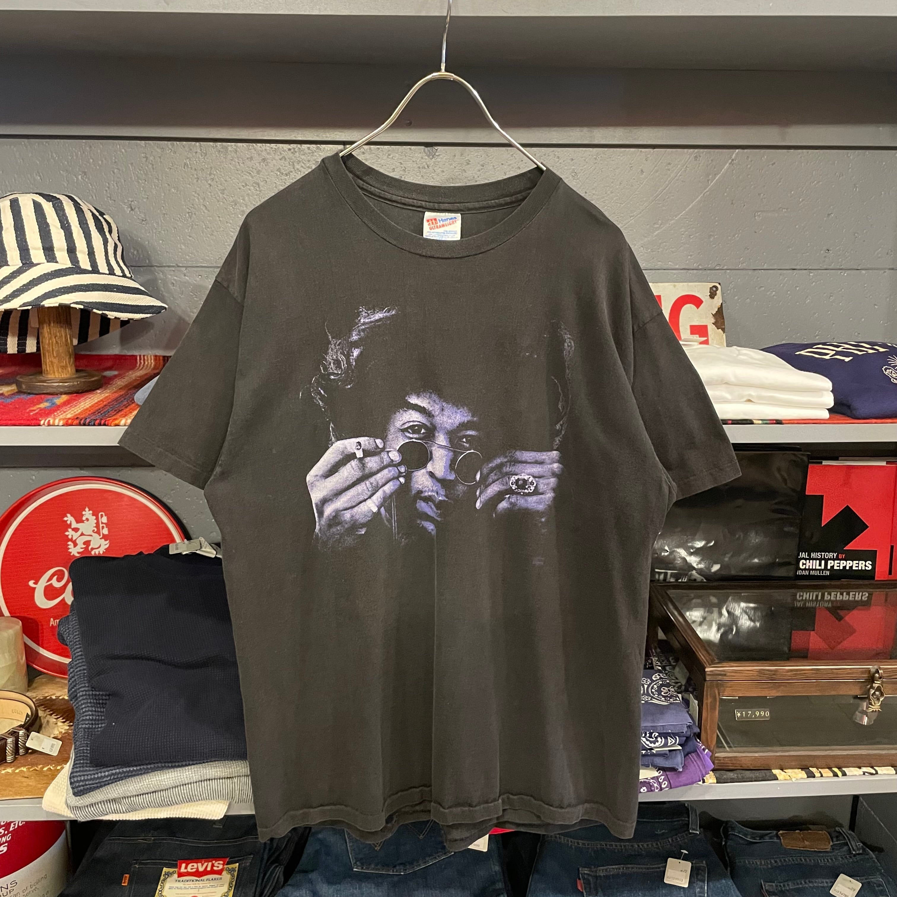 90年代 ヘインズ Hanes JIMI HENDRIX ジミヘンドリックス バンドTシャツ バンT USA製 メンズXL ヴィンテージ /evb000898ブラウン系茶色柄