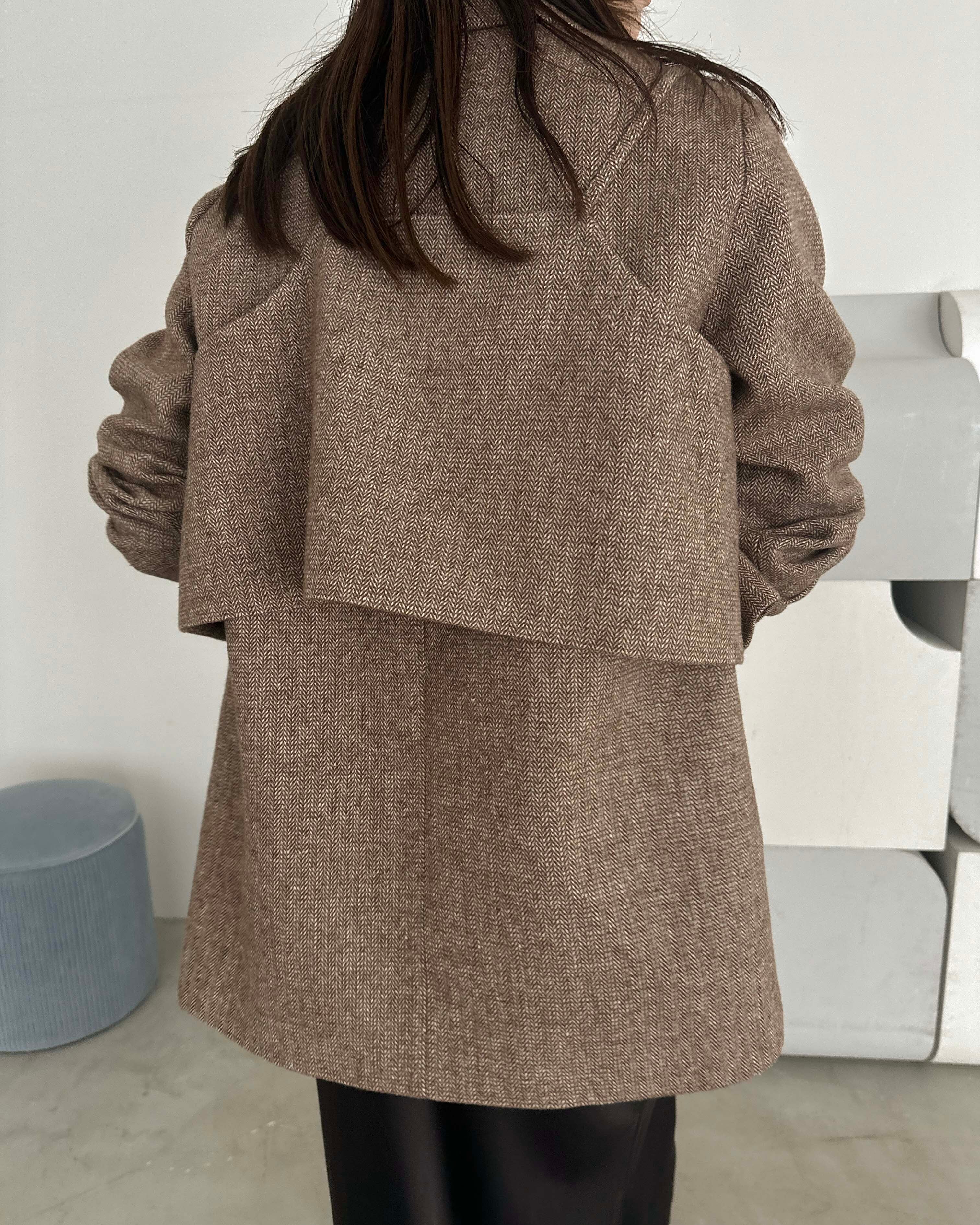 DU240717 check layered jacket【Re Stock】 | dium