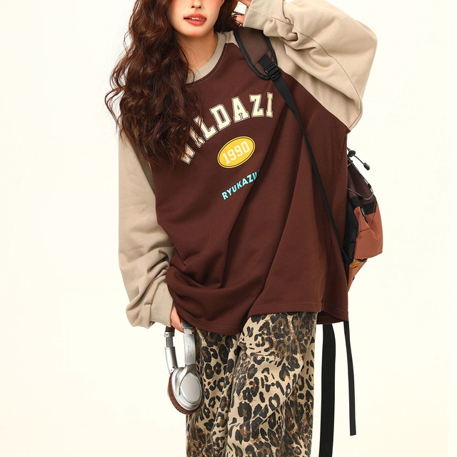 レトロスポーツカラーブロックスウェット   2col   R00669