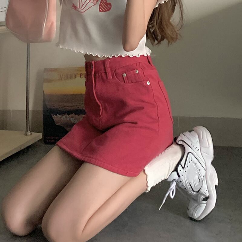 スカート サマーショートハイウェストウェスト薄手Aライン 夏物 スーパーモール13281738879