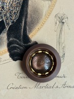 Japanese Vintage ボタン 22mm ブラウン×ゴールド カボション 昭和レトロ アクセサリーパーツ 装飾材 カルトナージュ