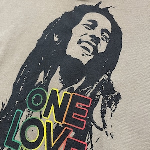 【ZION】ボブマーリー プリント パーカー スウェット プルオーバー フーディー 3L レゲエ ベージュ bob marley 古着