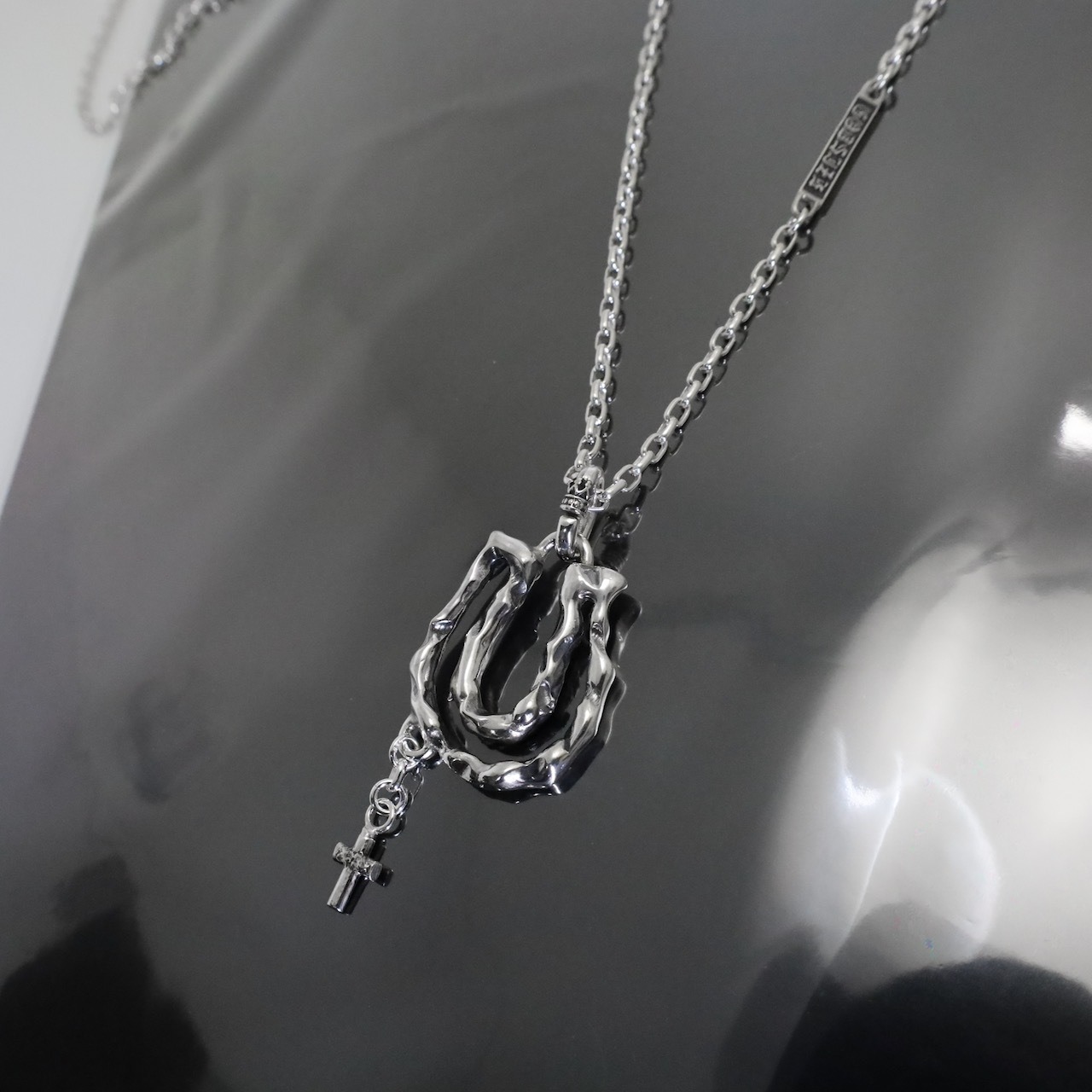 OPEN HORSESHOE LARGE with CROSS #2 with GODSIZE® I.D. TAG NECKLACE XL / オープンホースシューラージ ウィズ クロス #2ネックレス ゴッドサイズ® I.D.タグXL