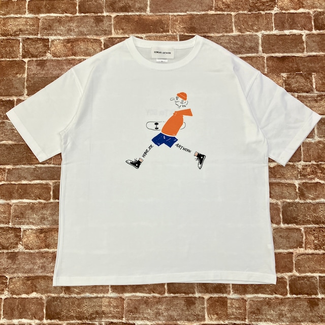 【HOMEJOE ARTWORK 】SKTer BOY  Big Silhouette  White Tee