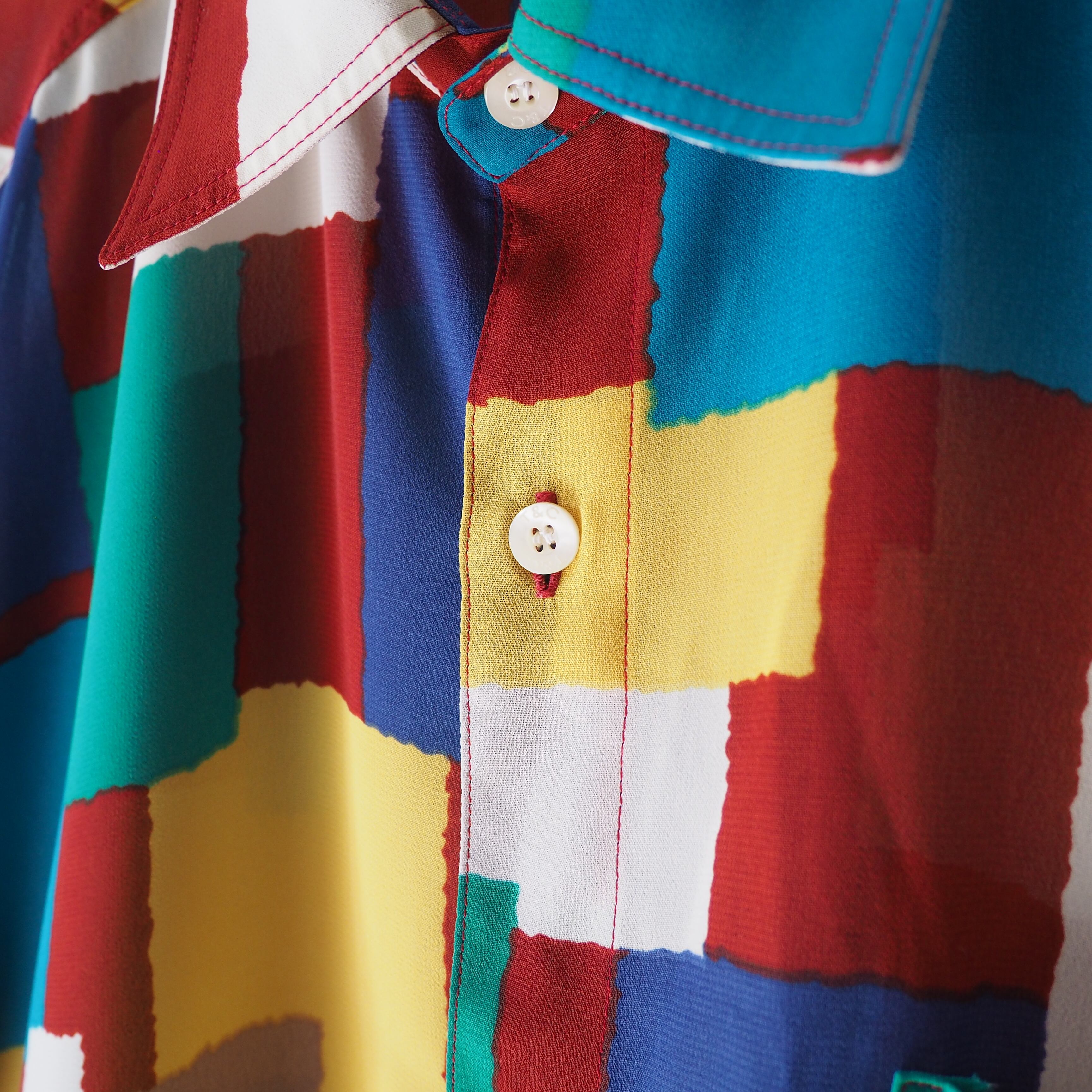 1990s Colorful Block pattern Design vintage loose SS shirt