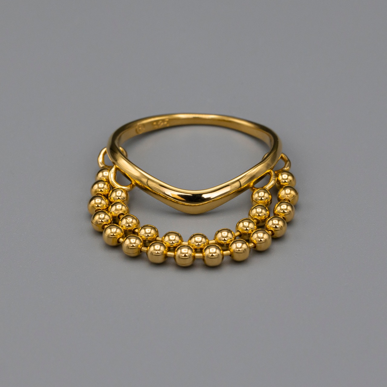 Heritage ball chain ring   Gold