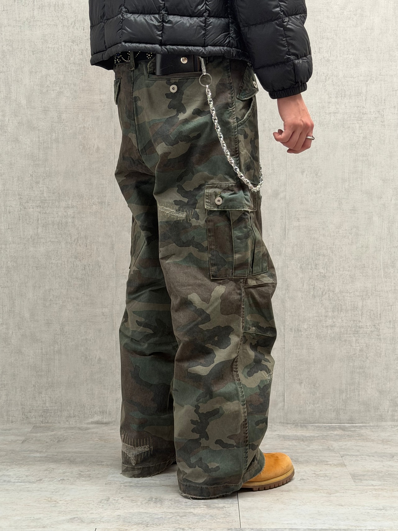 Faded Camo Wide Cargo Pants