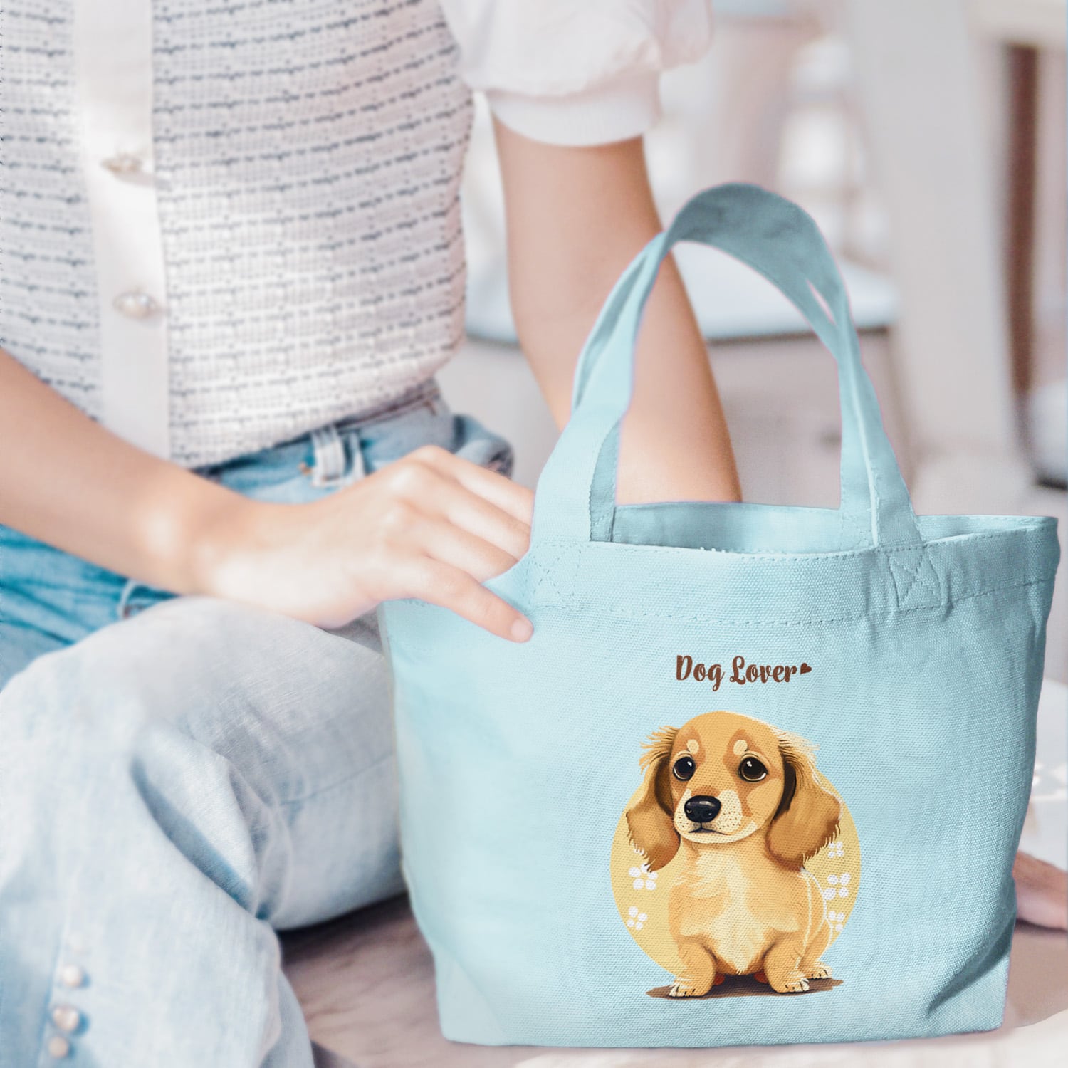 新品  ダックスフンド　バッグ ダックスフンド 2023新デザイン！】ミニキャンバストートバッグ 犬