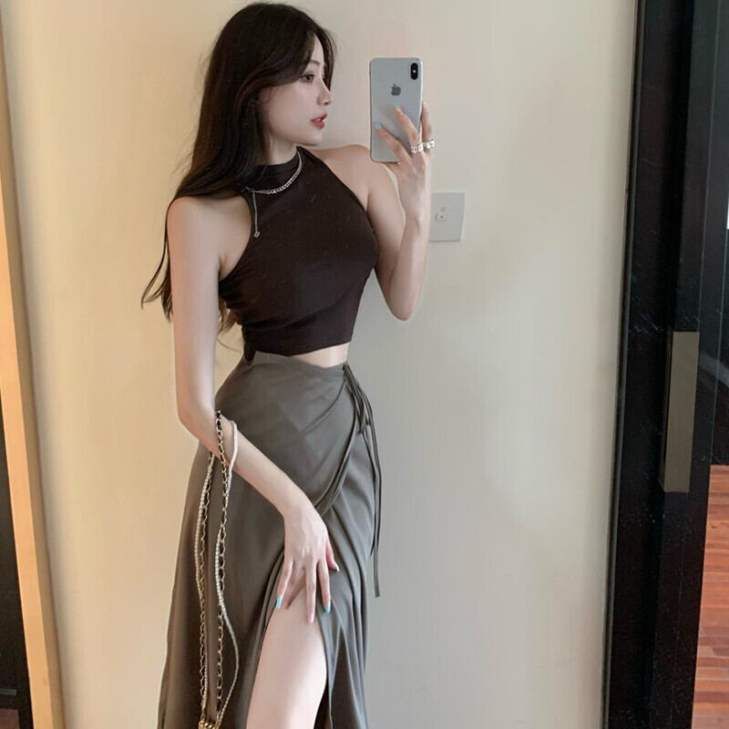 レースAラインスカート サマー薄手ハイウェストウェストスタンダードドレス レトロ 夏物 ガールズファッション86561538934