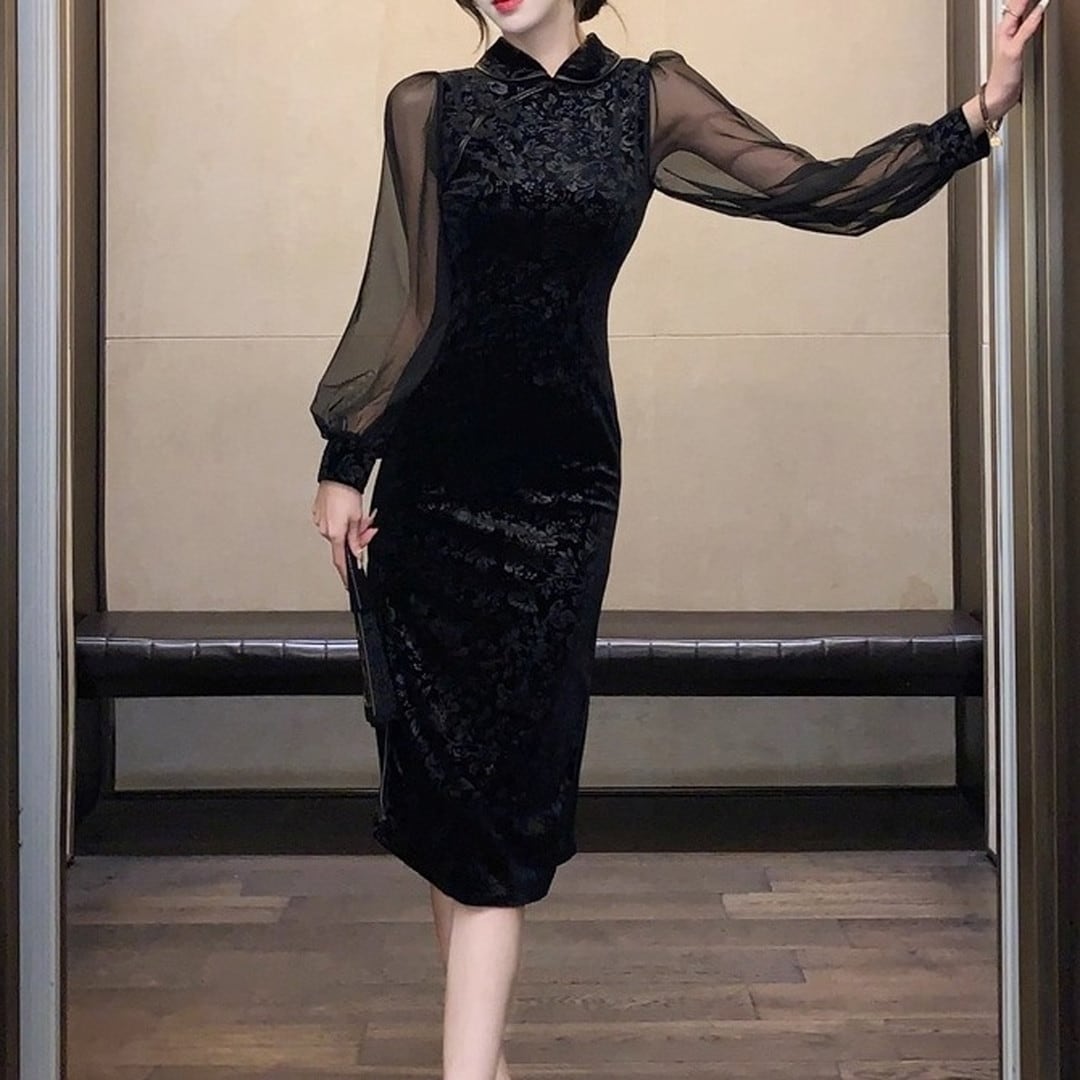 Long Sleeve Tight Dress V174