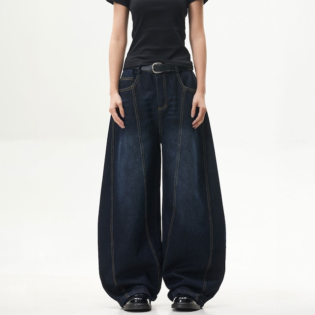 ヒップロゴプリントワイドデニムパンツ R00634