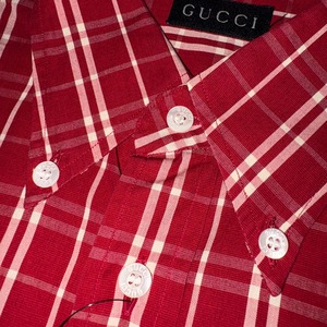 GUCCI plaid pattern cotton shirt