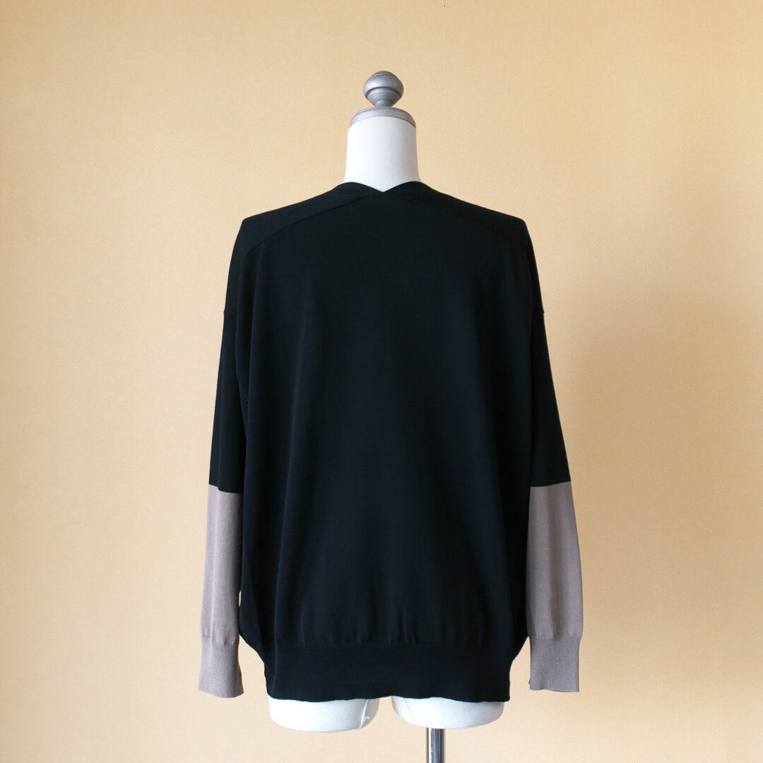 atelier naruse アトリエナルセ コクーンバイカラーニット cocoon bicolor knit・ブラックxモカ