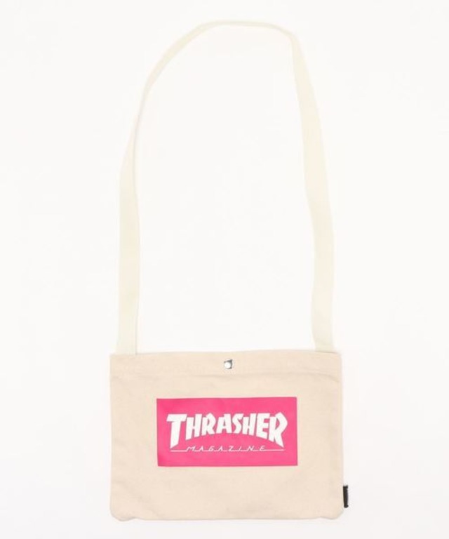 THRASHER (スラッシャー)   ショルダーバッグ  キャンバス  THR-134 ホワイト/ピンク