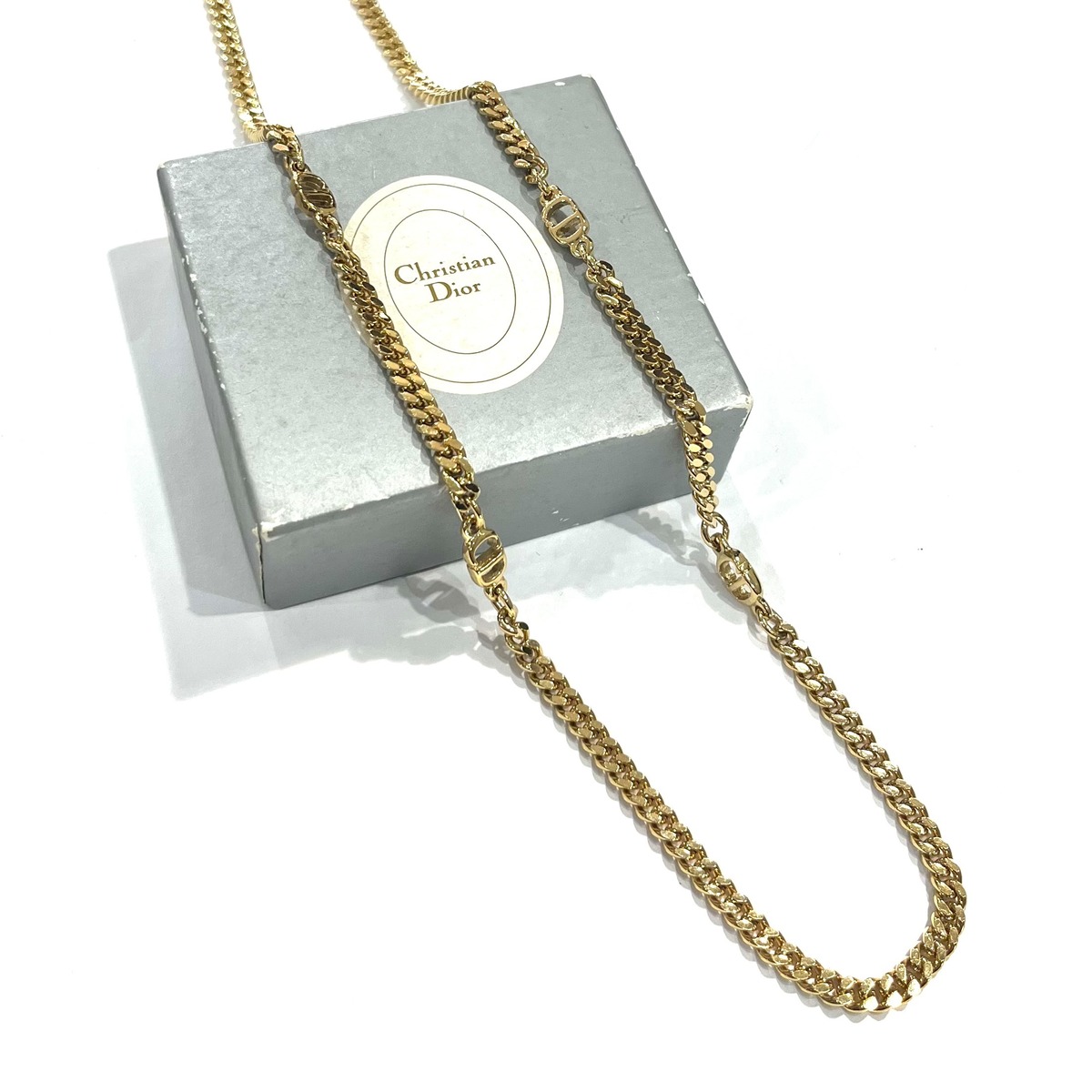 1865 【Christian Dior 】vintage DIOR フラットチェーンロングCDロゴ 