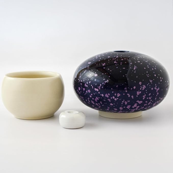 京焼 「 =K+ 」 香炉 陶器 直径約8 高さ8cm きの香 陽光 紫 日本製 KMG