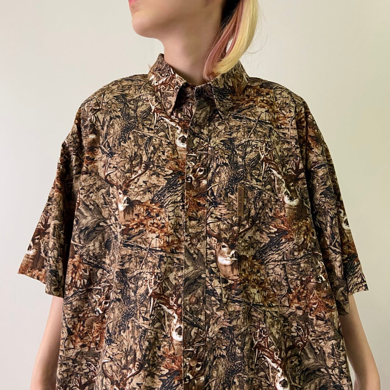 NORTH RIVER コットン リアルツリーカモ シカ アニマル柄 総柄シャツ
