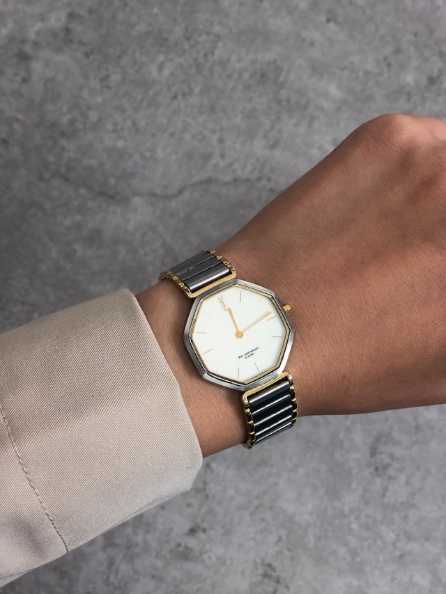 Yves Saint Laurent イヴ・サンローラン 腕時計 シルバー オクタゴン ステンレススチール クウォーツ 2720-272269 vintage ヴィンテージ オールド  ac8wwe