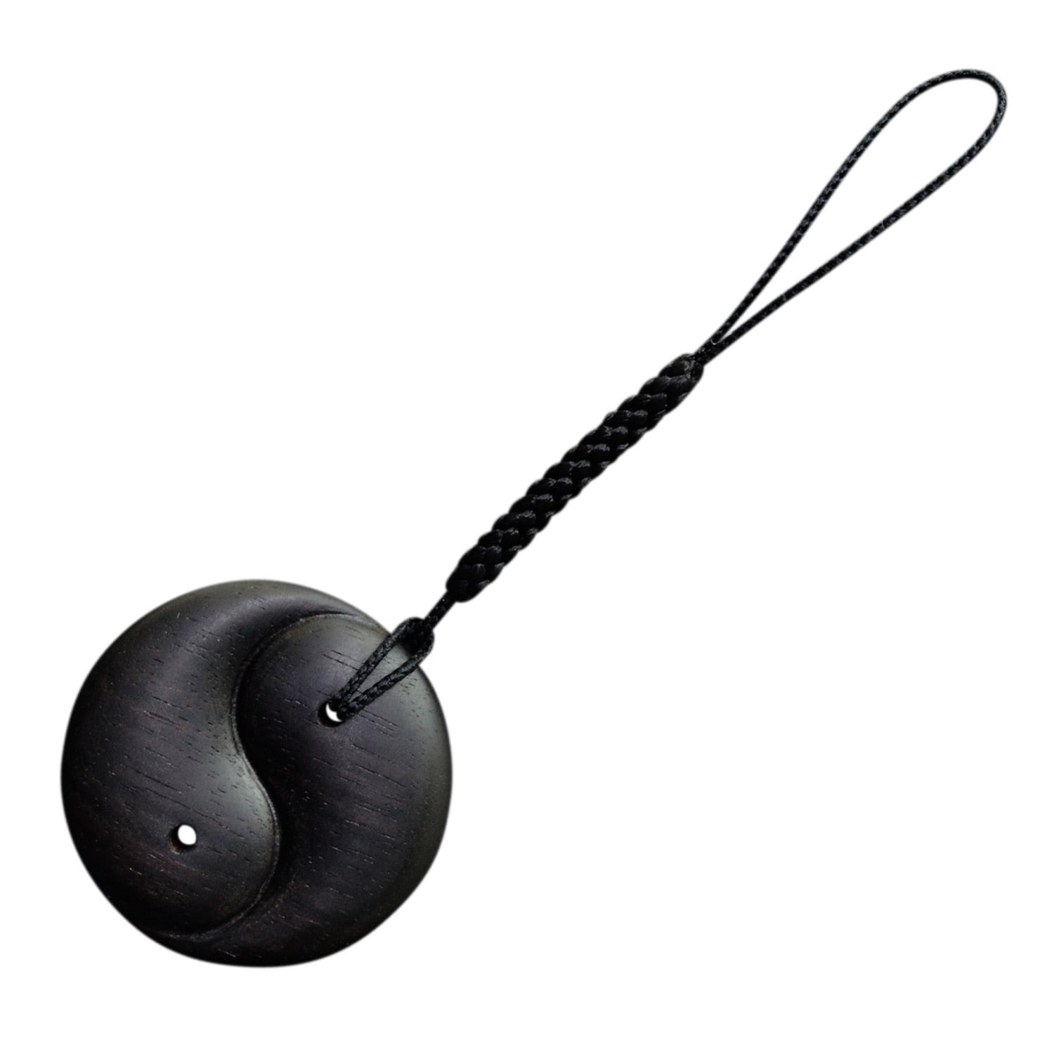 縞黒檀 陰陽 ストラップ 根付