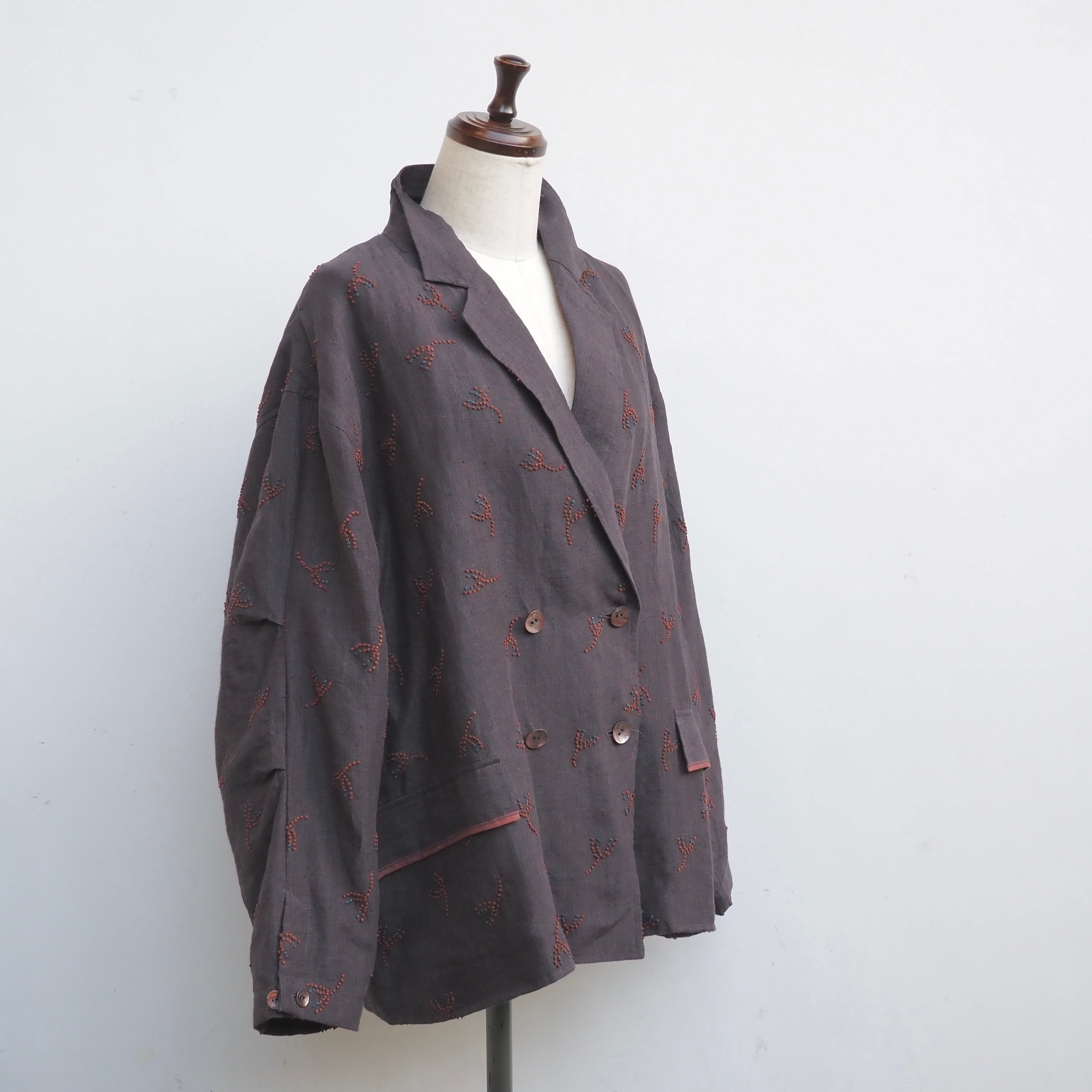 BUNON/Linen Over Jacket /オーバージャケット(black・ecru)