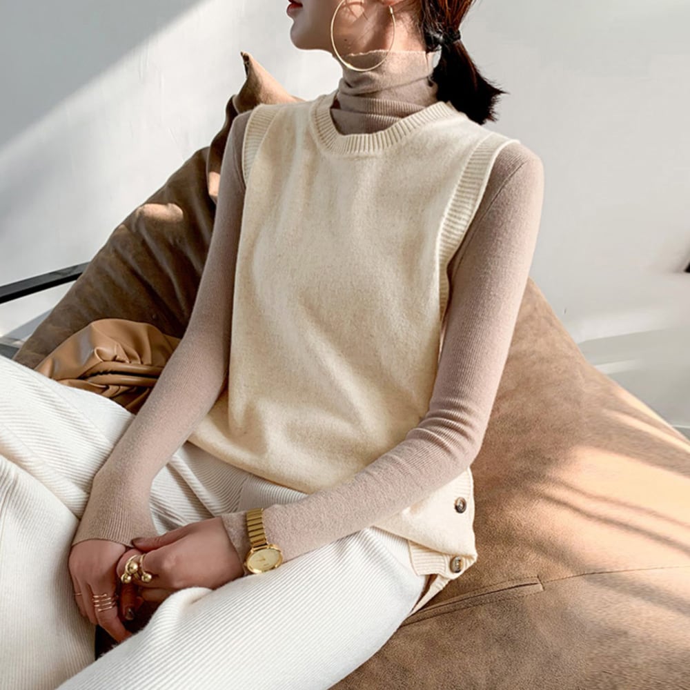 ニット ベスト レディース 韓国 春秋冬 トップス レイヤード 重ね着 おしゃれ 大人 きれいめ かわいい ゆったり 体型カバー シンプル 大人可愛い 大人女子