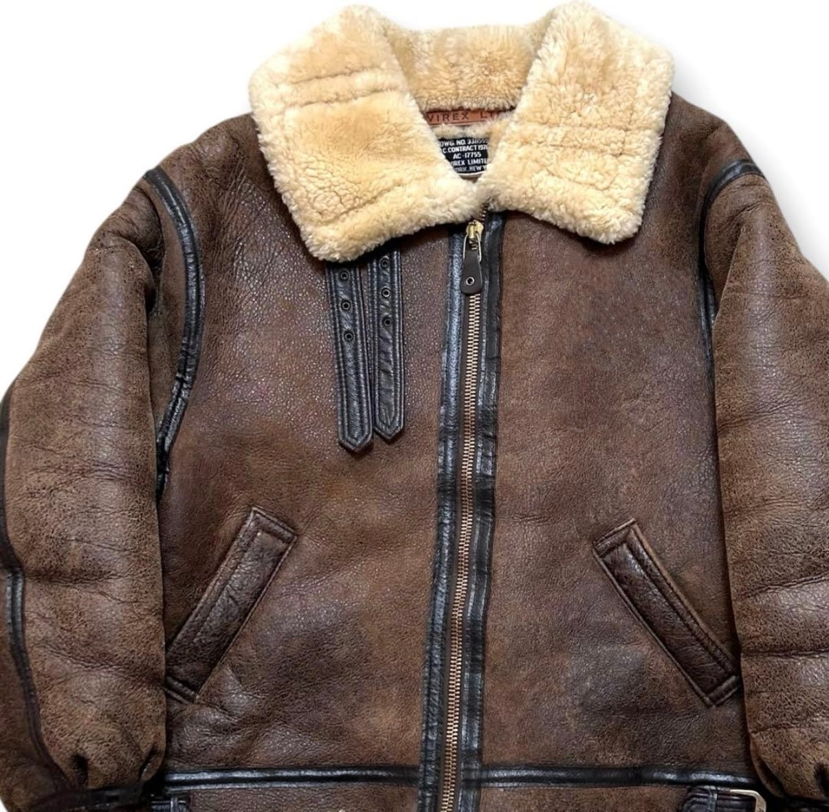 USA製 AVIREX ムートン B-3 フライトジャケット ボア 羊革 38 | 古着屋Luis