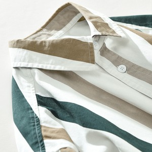 【M-3XL】Multi-Color Stripe Long Sleeve Shirt / マルチカラー ストライプ 長袖 シャツ