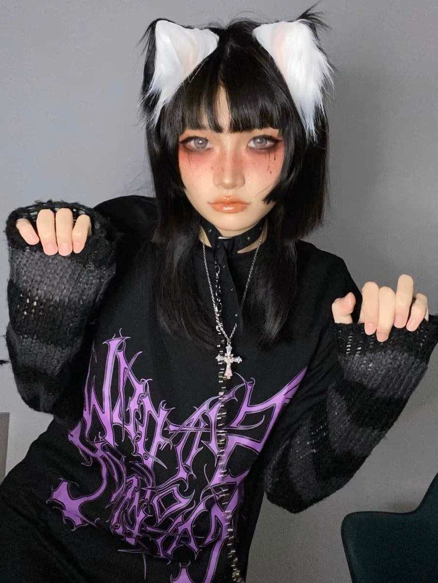 Y2K Black archive punk grunge メッシュ 短丈 V系 KOTAWEAR ''Neo