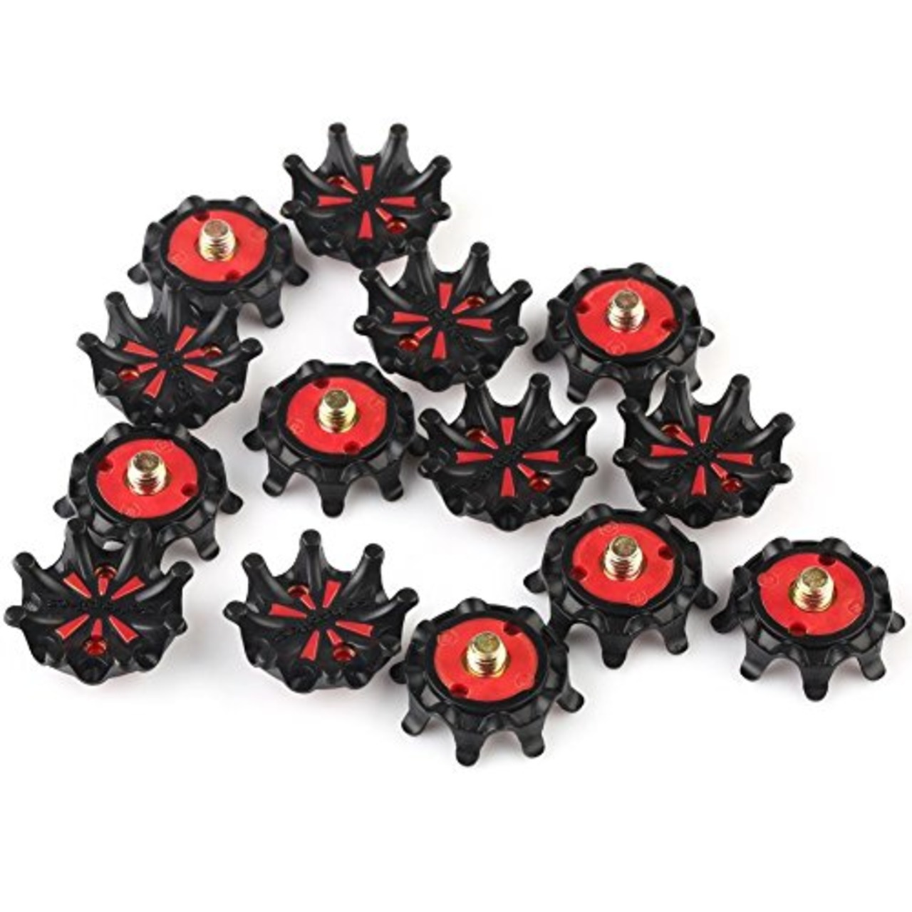 Easy Raku?ゴルフクリートチャンプ ゴルフ ソフトスパイク鋲 スパイク・ スティンガー シューズ 交換用スパイク鋲　14個入り (ブラック+赤)