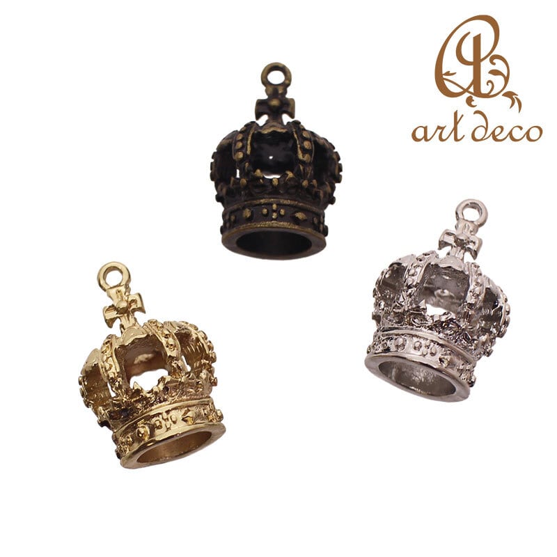 アクセサリー パーツ チャーム 王冠 立体 クラウン 10個 ハンドメイド