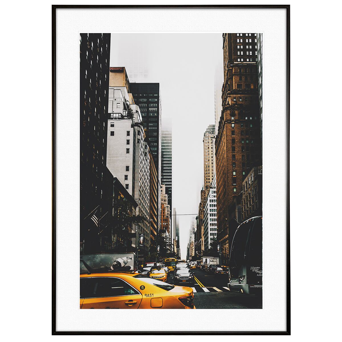 アメリカ写真 ニューヨーク イエローキャブ インテリアアートポスター額装 AS0697