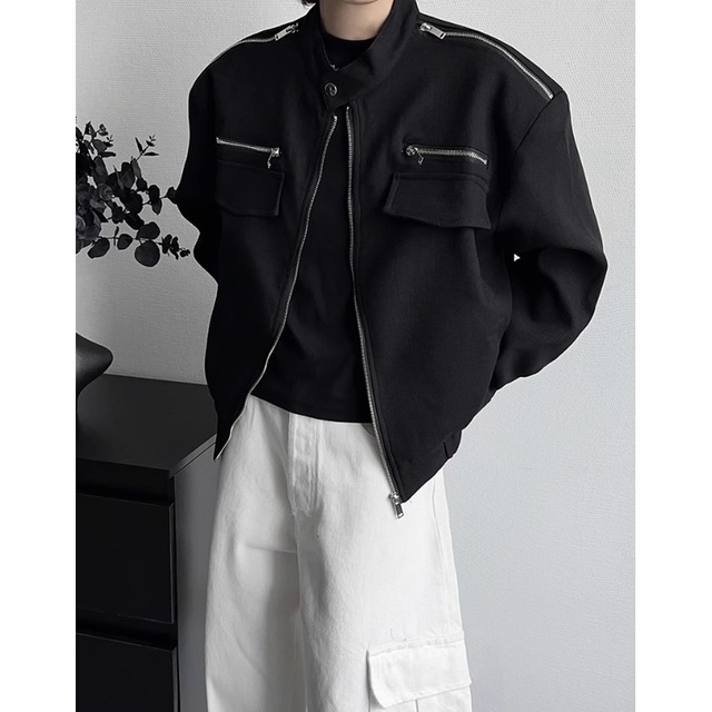 stand collar double zip design jacket mr0688