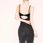 ブラックベルベット グリーントリミング レオタード L1316