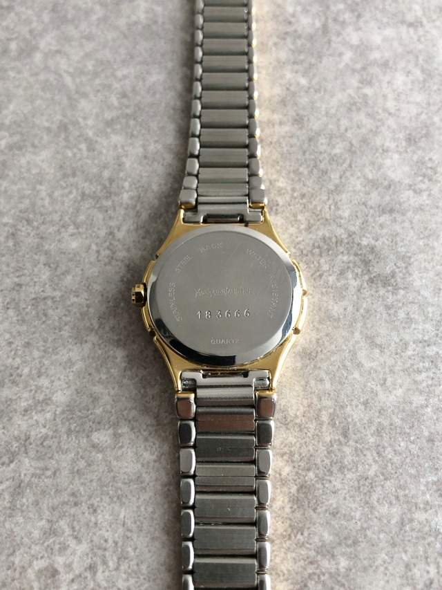 Yves Saint Laurent イヴ・サンローラン 腕時計 シルバー×ブラック YSL ステンレススチール ボーダー vintage ヴィンテージ オールド as4e87